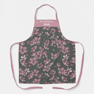 Tablier Nostalgique rose florale Meilleure maman Jamais No