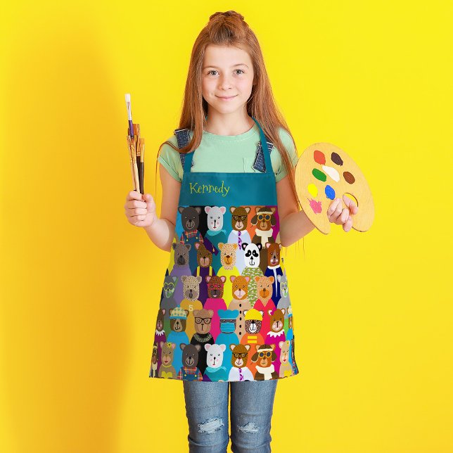 Tablier Nounours colorés avec de nombreuses professions (Créateur téléchargé)