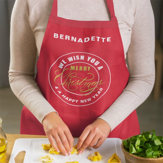 Tablier Nous vous souhaitons un joyeux Noël rouge (Créateur téléchargé)