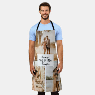 Tablier Nouveau M. et Mme 3 photo grille collage mariage f
