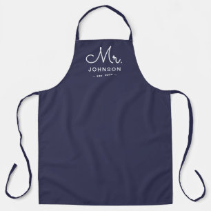 Tablier Nouveau marié Groom Personnalisé Bleu