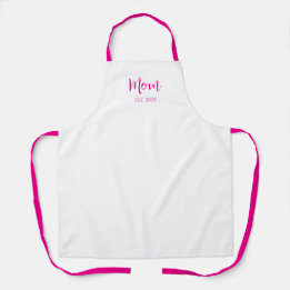 Tablier Nouvelle Maman mignonne Hot rose Typographie Fête 