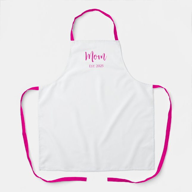 Tablier Nouvelle Maman mignonne Hot rose Typographie Fête  (Recto)