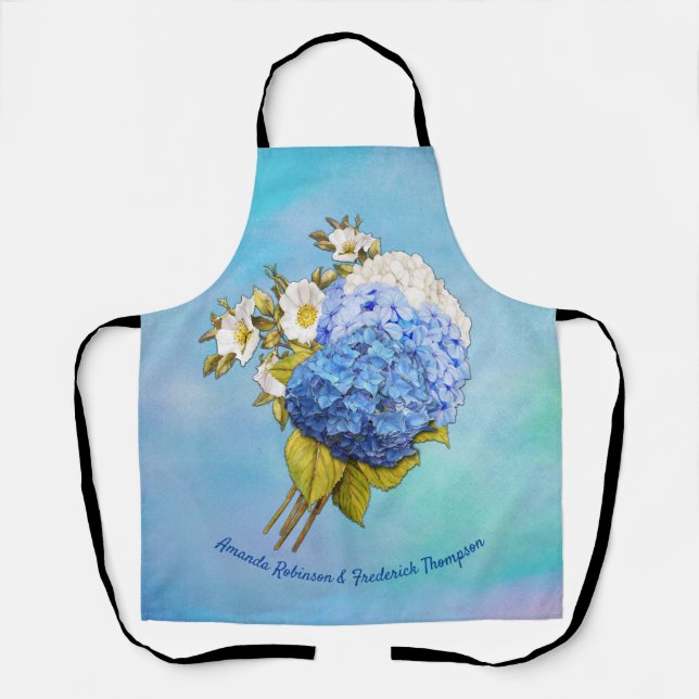 Tablier Nuances d'aquarelle bleue Hydrangeas (Recto)