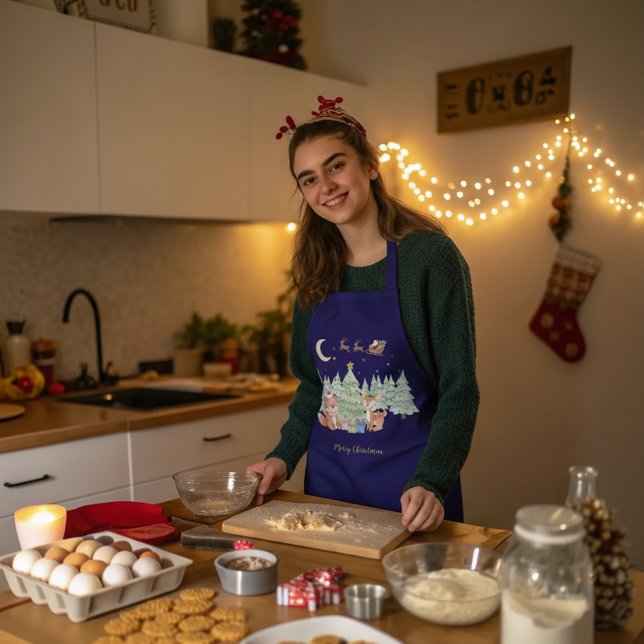 Tablier Nuit de Noël magique dans la forêt d'hiver (Créateur téléchargé)