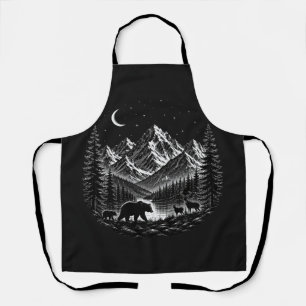 Tablier Nuit sauvage de la montagne mystique dans le style