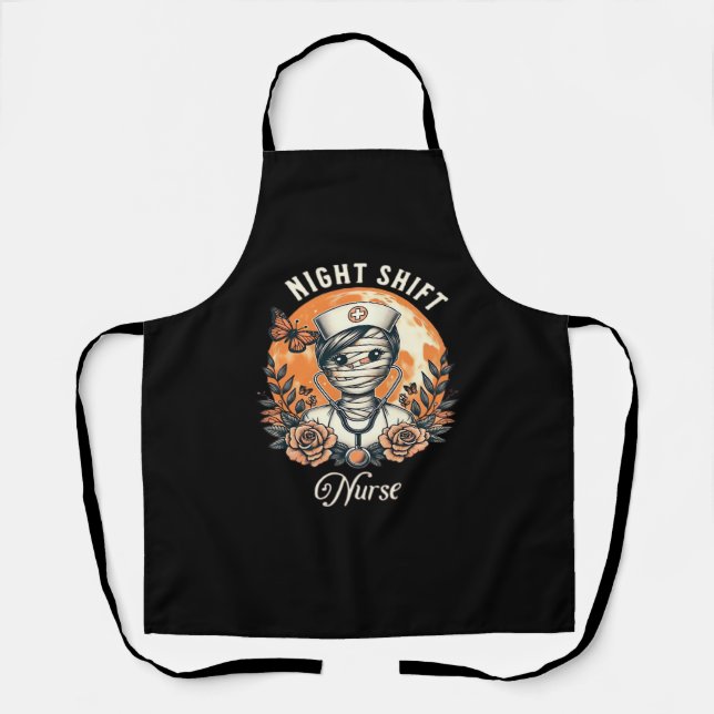 Tablier Nuit Shift Nurse maman Halloween Healthcare Flora (Recto)