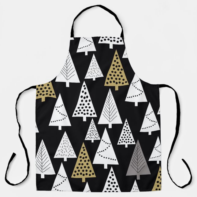 Tablier Nuits d'hiver : Arbres d'or-argent. (Recto)