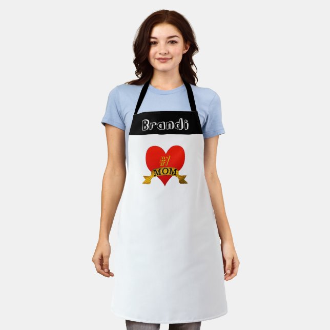 Tablier Numéro Un Nom de la maman Apron | Cadeau de la fêt (Porté)