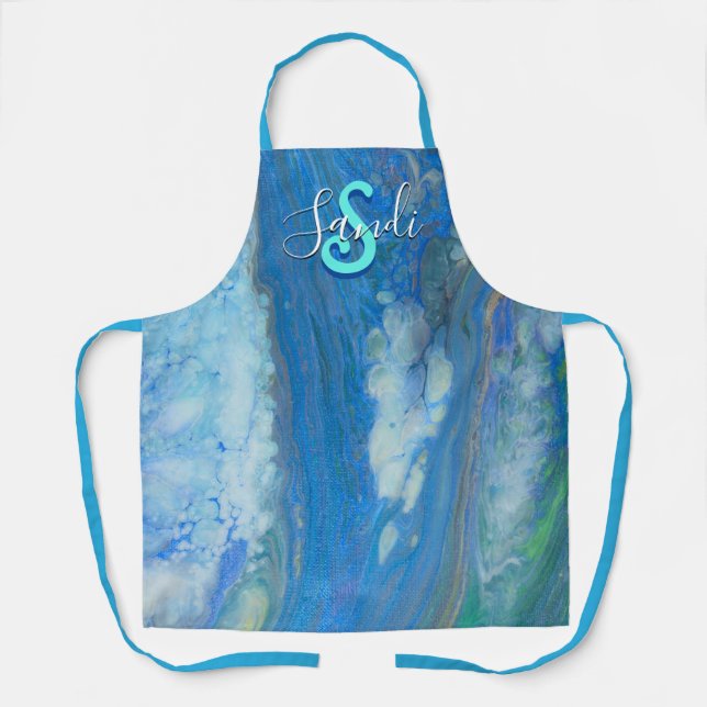 Tablier Ocean Stream Acrylique Fluid Art Apron (Recto)