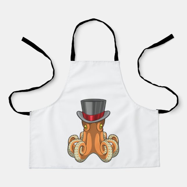 Tablier Octopus comme Gentleman avec chapeau supérieur (Recto)