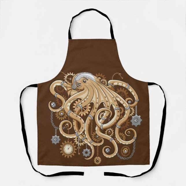 Tablier Octopus Steampunk Surreal Retro Style Machine (Recto)