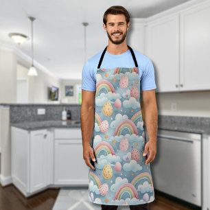 Tablier Œufs de Pâques arc-en-ciel pastel vintage avec nua