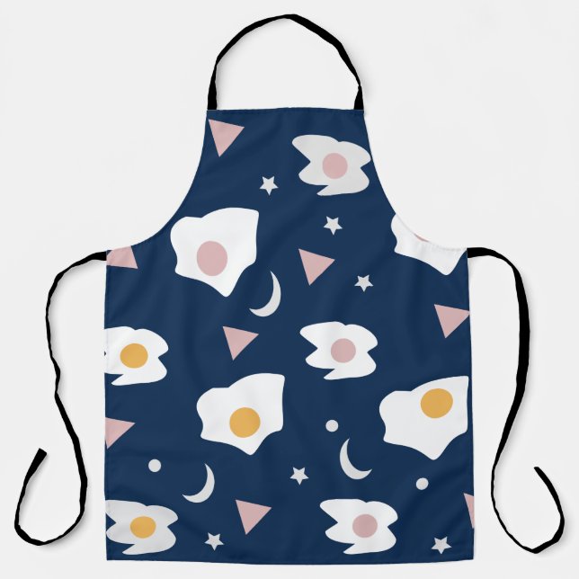Tablier Oeufs Lune Étoiles Dîner Motif Apron (Recto)