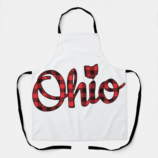 Tablier Ohio Buffalo Plaid Christmas Ohio Pride Buckeye St (Recto)