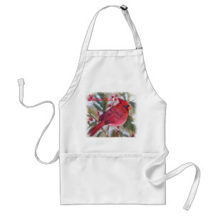 TABLIER OISEAU CARDINAL ROUGE