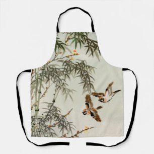 Tablier Oiseaux Bambou Asiatique Japonais Vintage