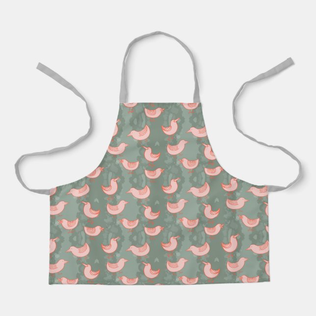 Tablier Oiseaux roses (Recto)