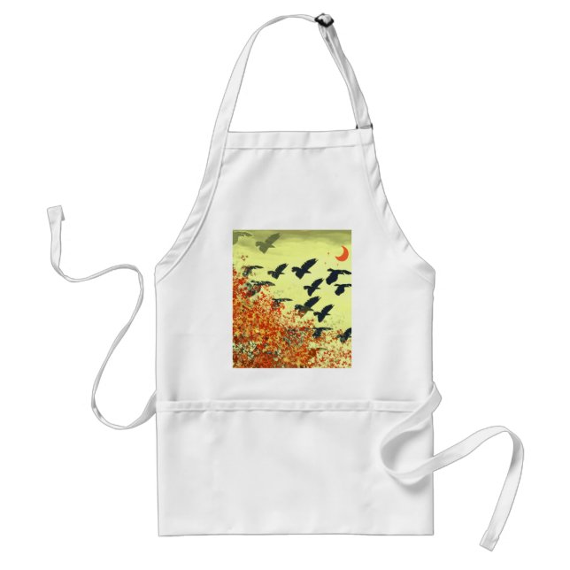 Tablier Oiseaux volant Lune rouge (Devant)