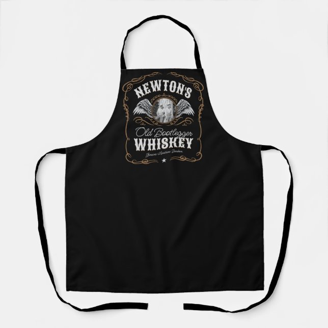 Tablier Old Moonshine Whiskey Étiquette AJOUTER PHOTO Nom  (Recto)
