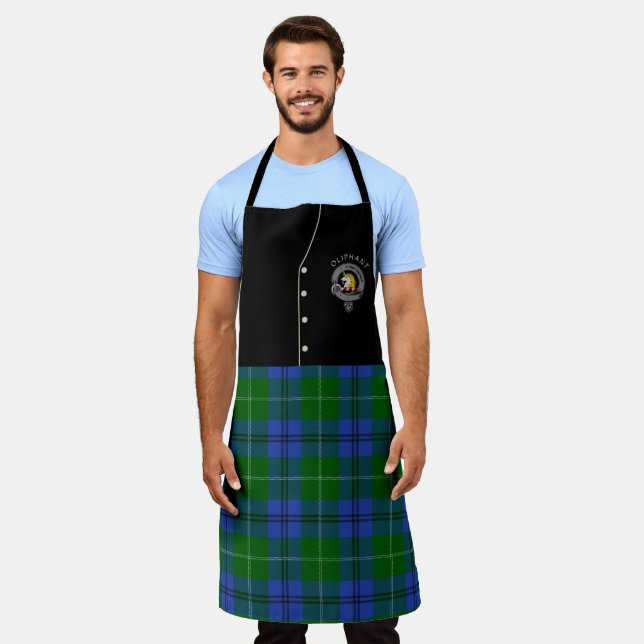 Tablier Oliphant Clan Badge & Tartan Kilt Apron (Porté)