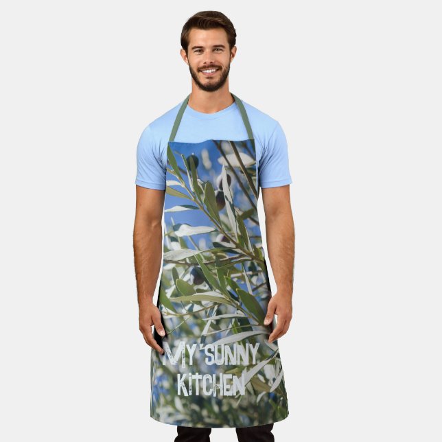 Tablier Olivier vert aux fruits noirs (Porté)