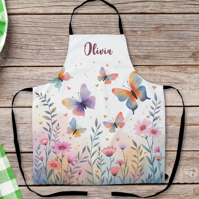 Tablier Ombre à papillon d'aquarelle de charme (Créateur téléchargé)