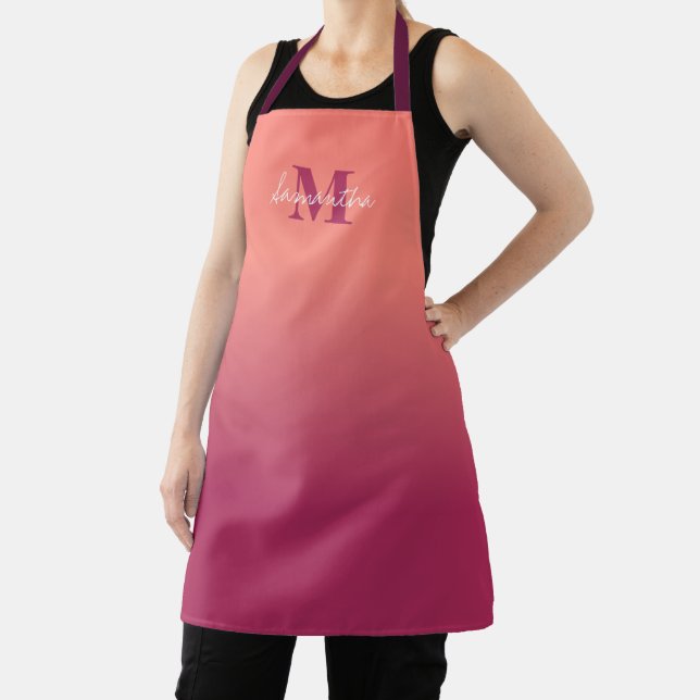 Tablier Ombre Rose Cute Avec Le Nom Monogram Apron (Insitu)