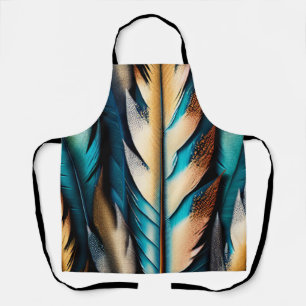 Tablier Or et plumes Turquoises