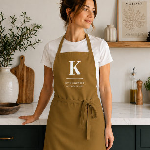 Tablier Or Monogramme Luxueux Élégant Sophistiqué Minimal