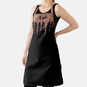Tablier Or Rose Gold Pailleté Personnalisé Noir L