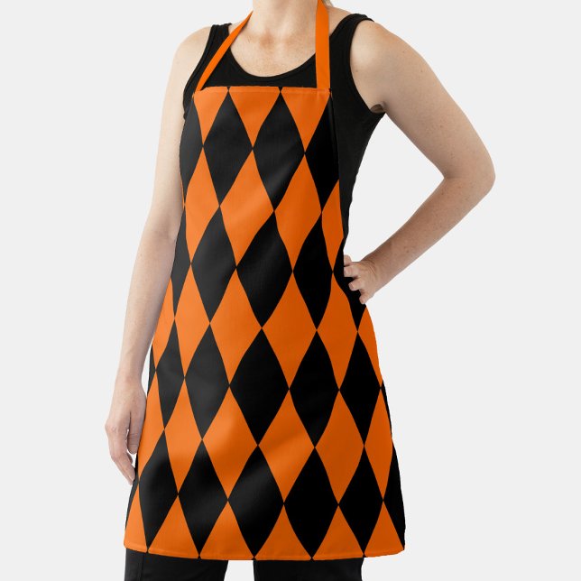 Tablier Orange Black Harlequin Diamonds Checkers Design  (Créateur téléchargé)