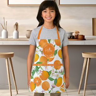 Tablier Orange Citrus Motif Aquarelle Chef Enfants Nom