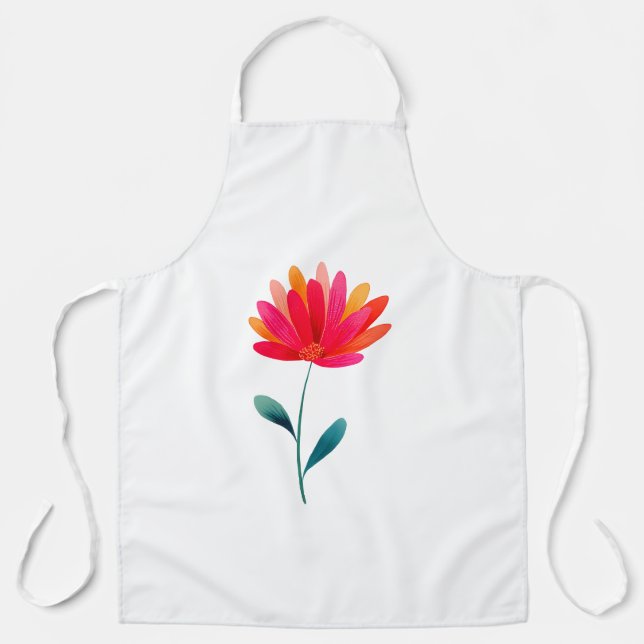 Tablier Orange Floral Botanical Apron Minimal Flower (Recto)