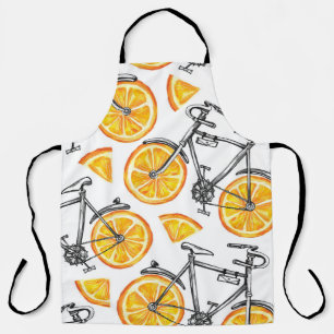 Tablier Oranges à bicyclette : Motif d'été d'aquarelle
