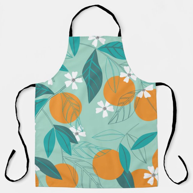 Tablier Oranges en fleurs, feuille, art vintage. (Recto)