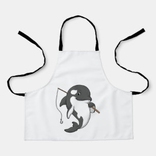 Tablier Orca comme Fisher avec une barre de pêche