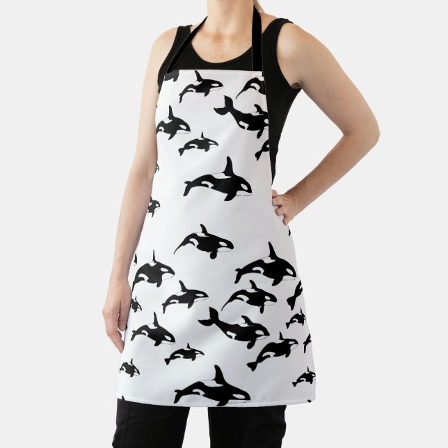 Tablier Orca Killer Whale Black and White Sea Life Imprime (Insitu)