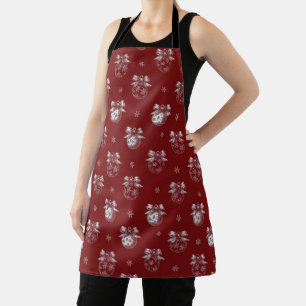Tablier Ornement de vacances rouge et blanc Toile De Jouy