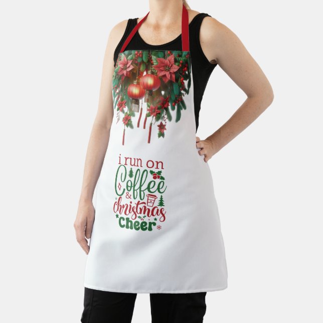 Tablier Ornements de Noël rouges et citation de cuisine (Insitu)