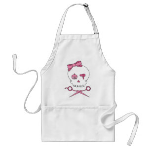 Tablier Os croisés accessoires de crâne et de ciseaux de