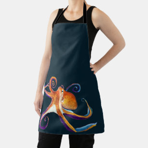Tablier Otopus vie marine aquarelle art