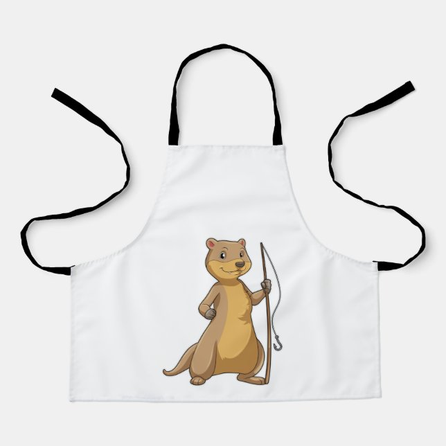 Tablier Otter comme Fisher avec canne à pêche (Recto)
