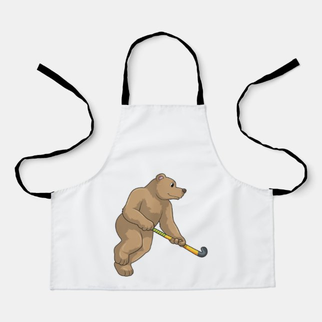 Tablier Ours au hockey avec chauve-souris de hockey (Recto)