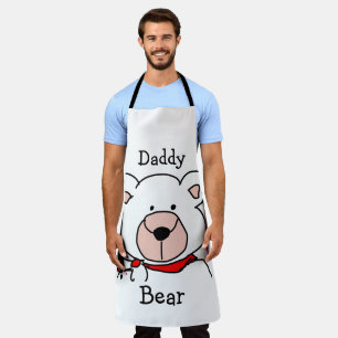 Tablier Ours de papa noir et blanc minimaliste