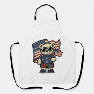 Tablier Ours en peluche patriotique vintage gravure chemis