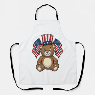 Tablier Ours en peluche patriotique vintage vecteur concep