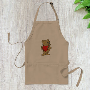 Tablier Ours En Teddy Tenant Un Bord De Coeur Rouge