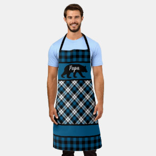 Tablier Ours Papa Mama Personnalisé Sur Bleu Bleu Boeuf Ch