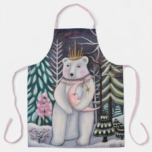 Tablier Ours polaire et lune d'hiver